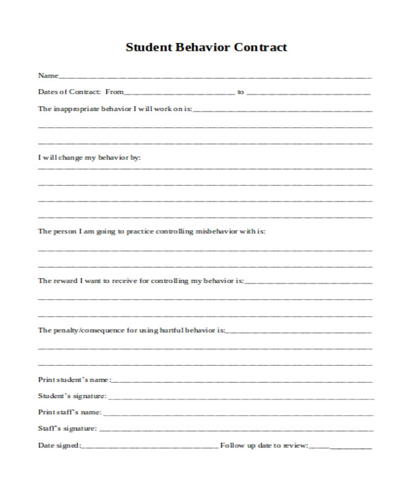 Student Contracts Templates 11 Student Contract Templates Word Pdf Free
