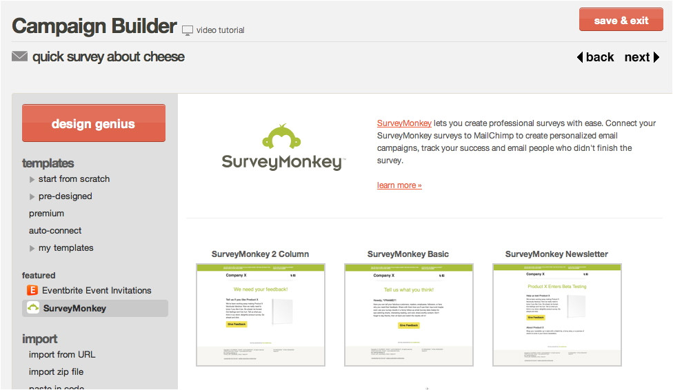 Survey Monkey Template Mailchimp Integrates with Surveymonkey