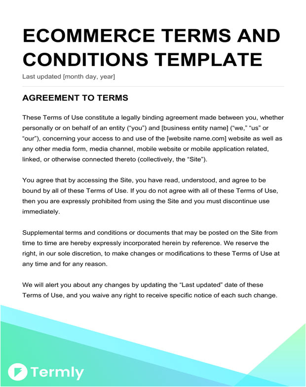 Terms and Conditions Template Ecommerce Free Terms Conditions Templates Downloadable Samples
