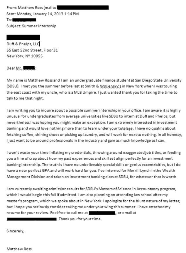 The Best Cover Letter Ever Written is This the Best Cover Letter Ever Written why Wall St