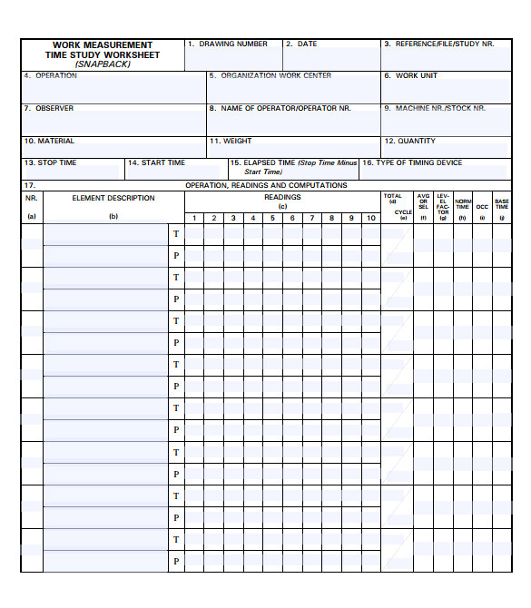 Time Studies Template 6 Time Study Templates to Download for Free Sample Templates