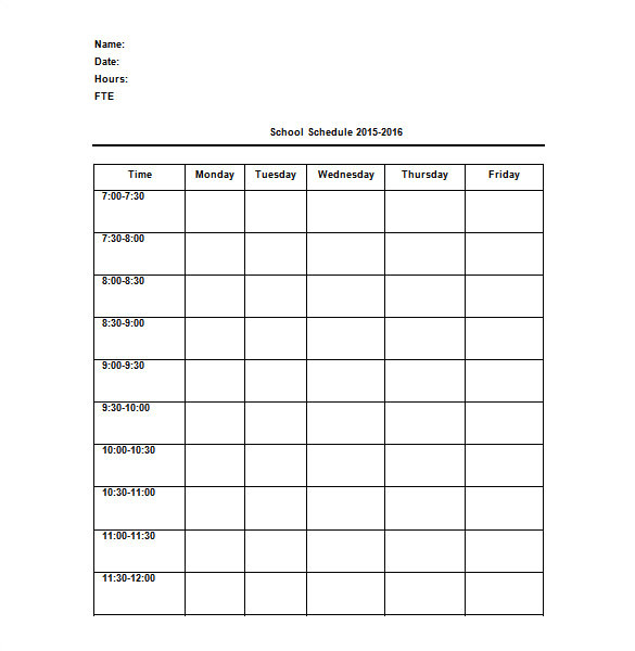 Timetable Templates for Teachers 10 Teacher Schedule Templates Doc Excel Pdf Free