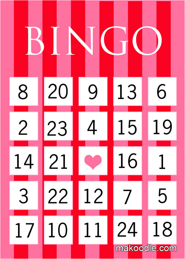 Valentine Bingo Template Valentines Bingo Makoodle