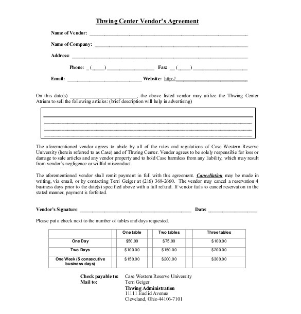 Vendor Terms and Conditions Template 17 Sample Vendor Agreement Templates Pdf Doc Free