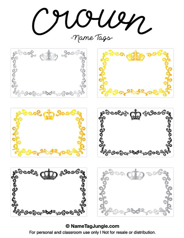 Wedding Name Plate Template Free Printable Crown Name Tags the Template Can Also Be