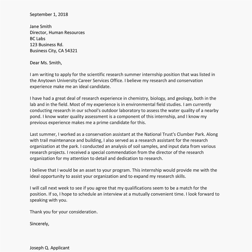 What to Write In A Cover Letter for Internship Cover Letter for An Internship Sample and Writing Tips