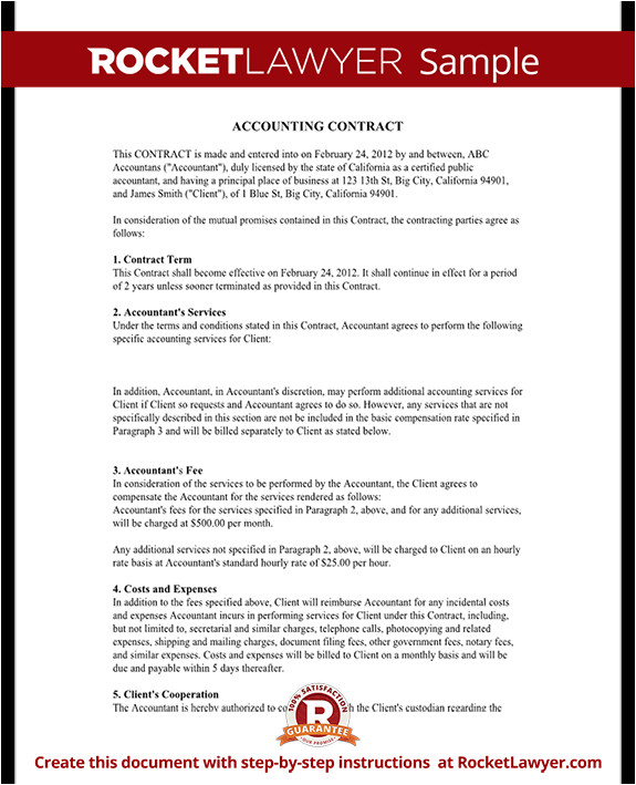 Accounting Services Contract Template Bookkeeping Contract Agreement with Template