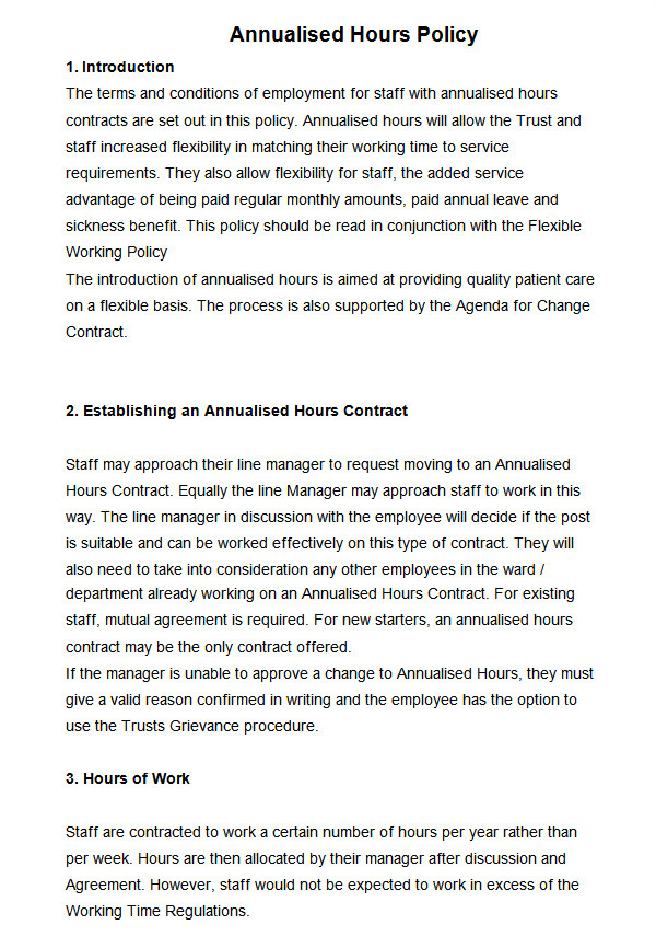 Annualised Hours Contract Template 20 Hr Contract Templates Hr Templates Free Premium