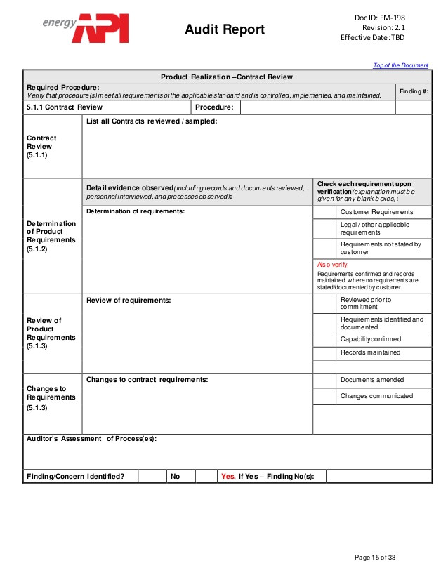 Api Contract Template iso 9001 Contract Review Template iso