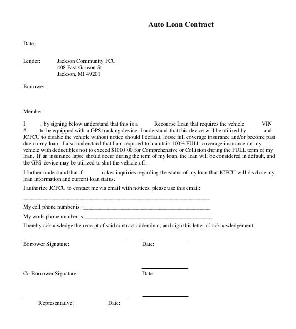 Auto Finance Contract Template 26 Great Loan Agreement Template