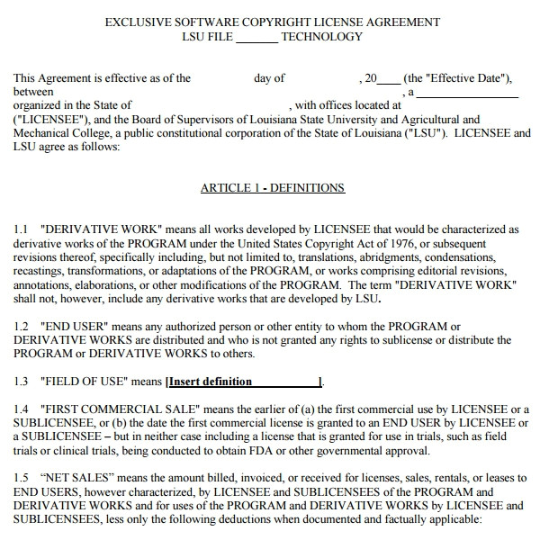 B2b Contract Template software License Agreement 15 Free Pdf Doc Download