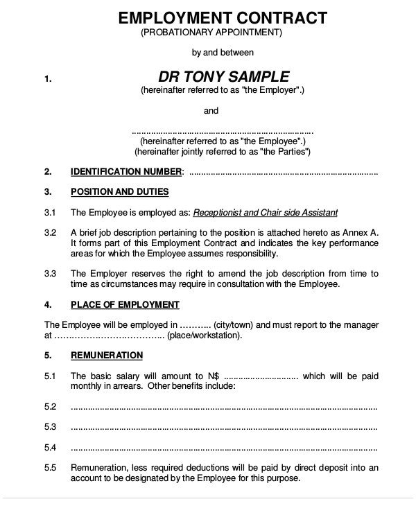 Basic Contract Of Employment Template 18 Employment Contract Templates Pages Google Docs