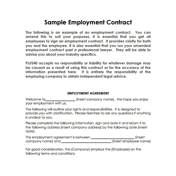 Basic Job Contract Template Sample Basic Contract Template 18 Free Sample Example