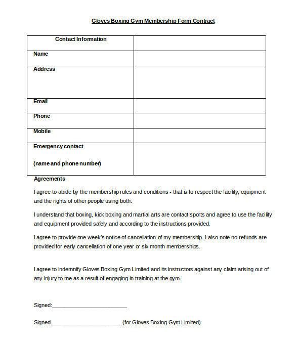 Boxing Manager Contract Template 15 Gym Contract Templates Word Google Docs Apple