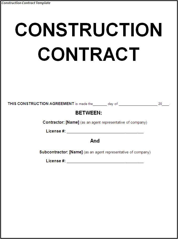 Builders Contracts Templates Construction Contract Template Professional Word Templates