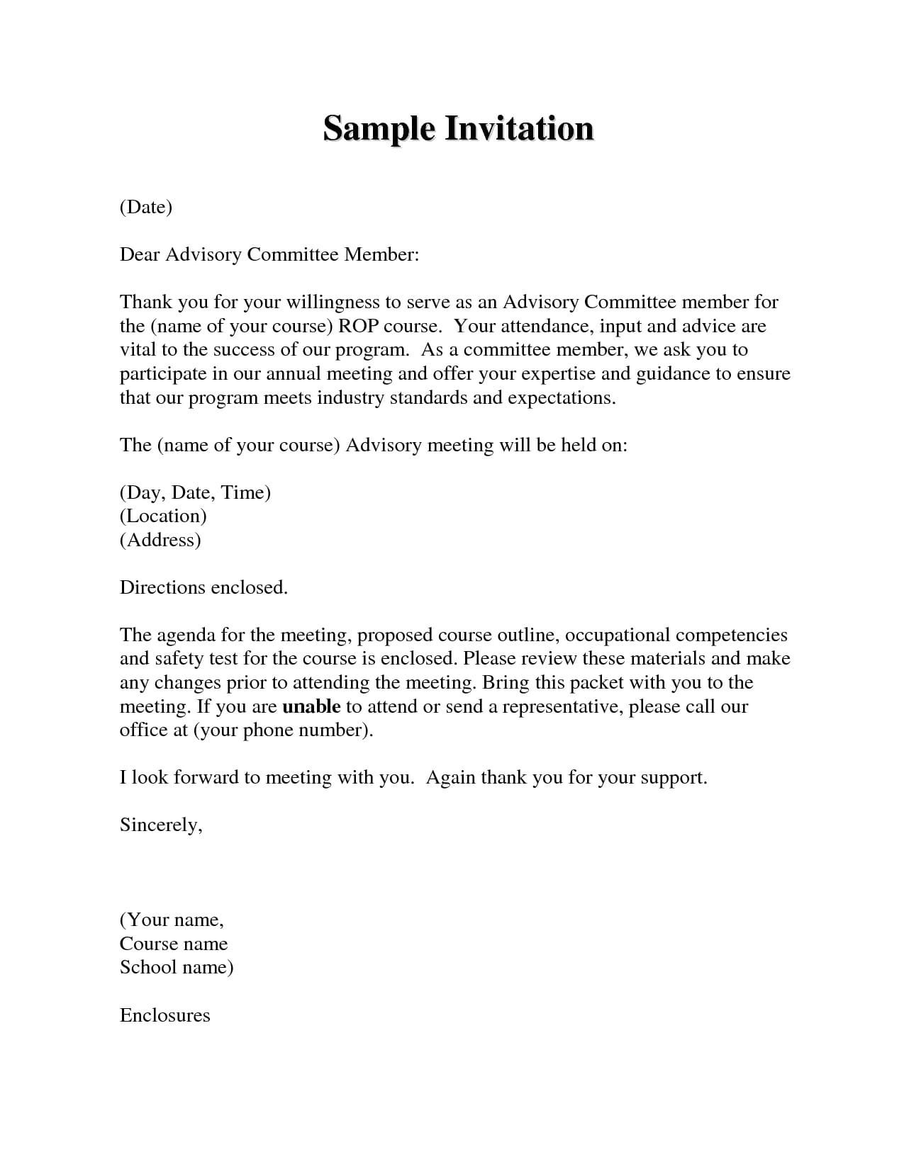 Call for Nominations Email Template 9 Official Meeting Letter Examples ...