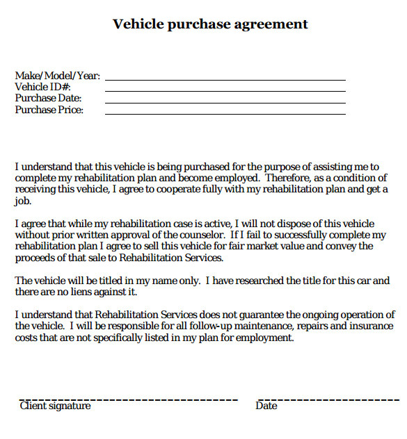Car Buying Contract Template Sample Vehicle Purchase Agreement 19 Documents In Pdf Word