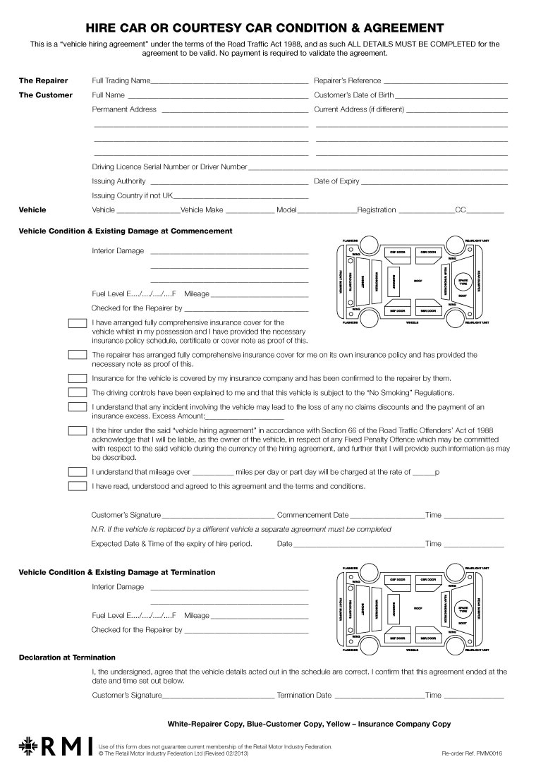 Car Hire Contract Template Uk Pmm0016 Hire Car Condition Agreement form Pad Rmi