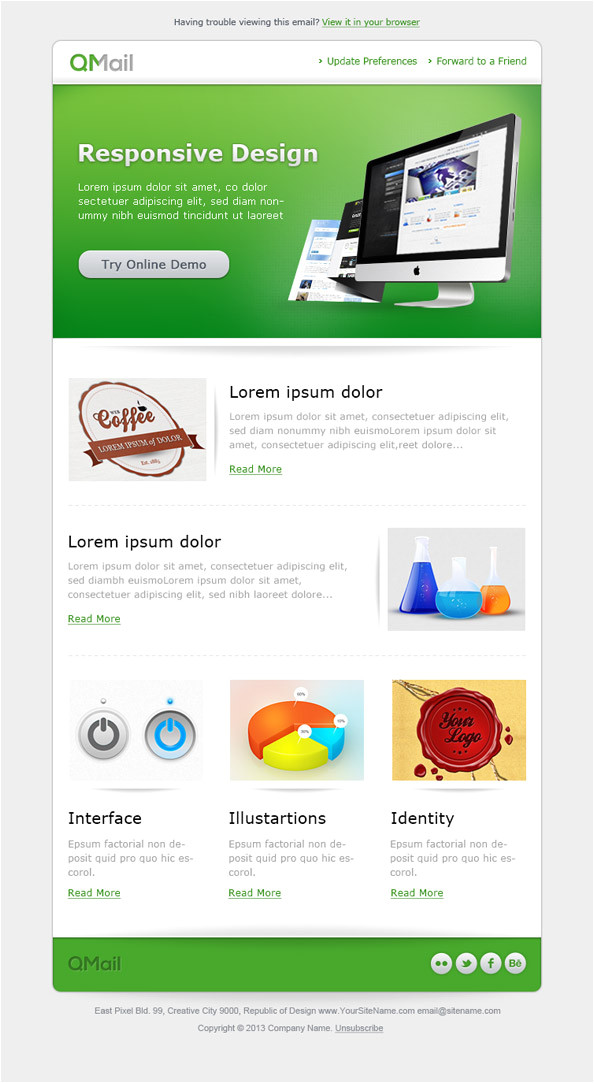 Colorful Email Templates Free Email Template In Green Color Free Mail Templates