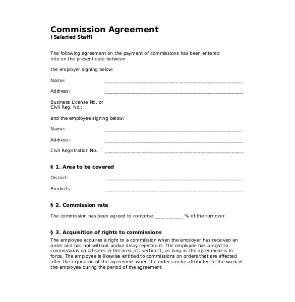 Commission Based Contract Template 12 Commission Agreement Templates Word Pdf Pages
