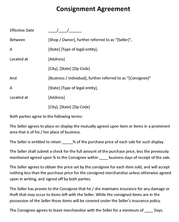 Consignment Sales Contract Template Consignment Contract Template 11 Word Google Docs Pdf