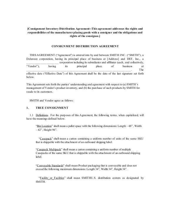 Consignment Stock Contract Template 12 Sample Consignment Agreement Templates Word Pdf