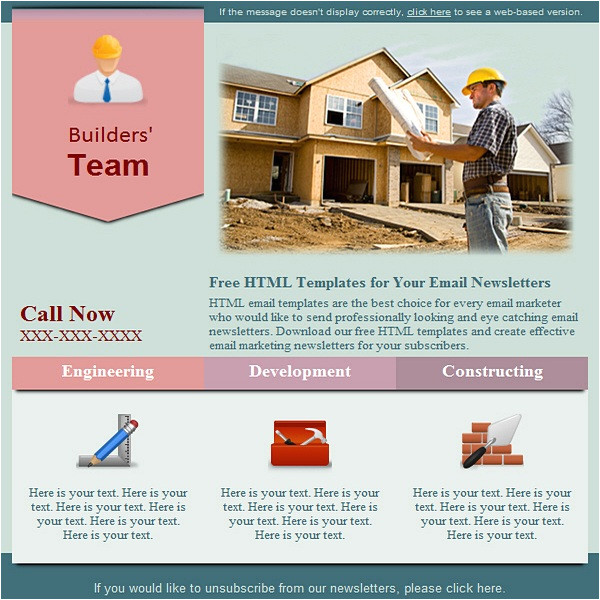 Construction Email Templates Construction Free HTML E Mail Templates
