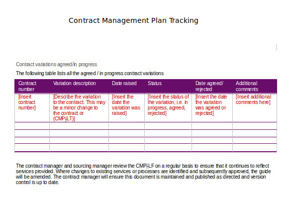 Contract Administration Plan Template Contract Tracking Template 9 Free Word Excel Pdf