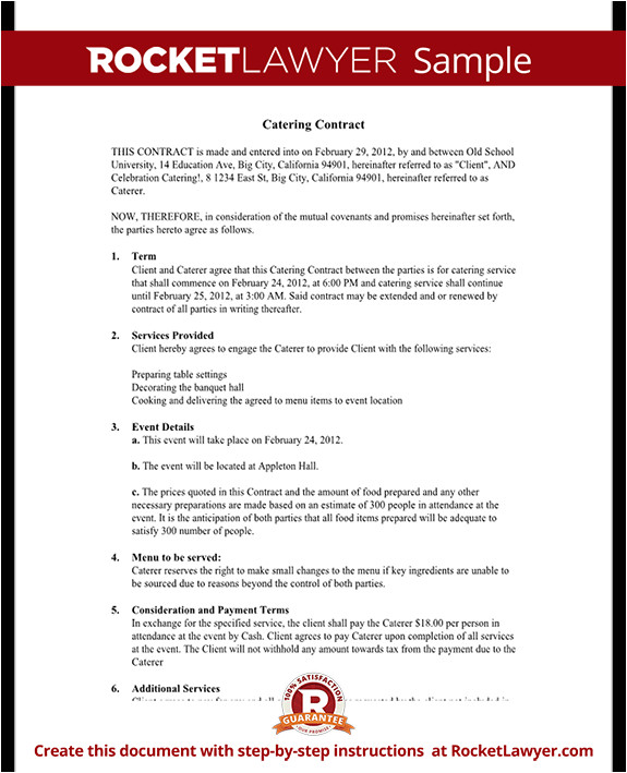 Contract for Catering Services Template Catering Contract Catering Contract Template with Sample
