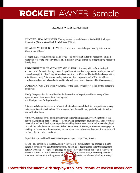 Contract for Legal Services Template Legal Services Agreement Contract form with Sample
