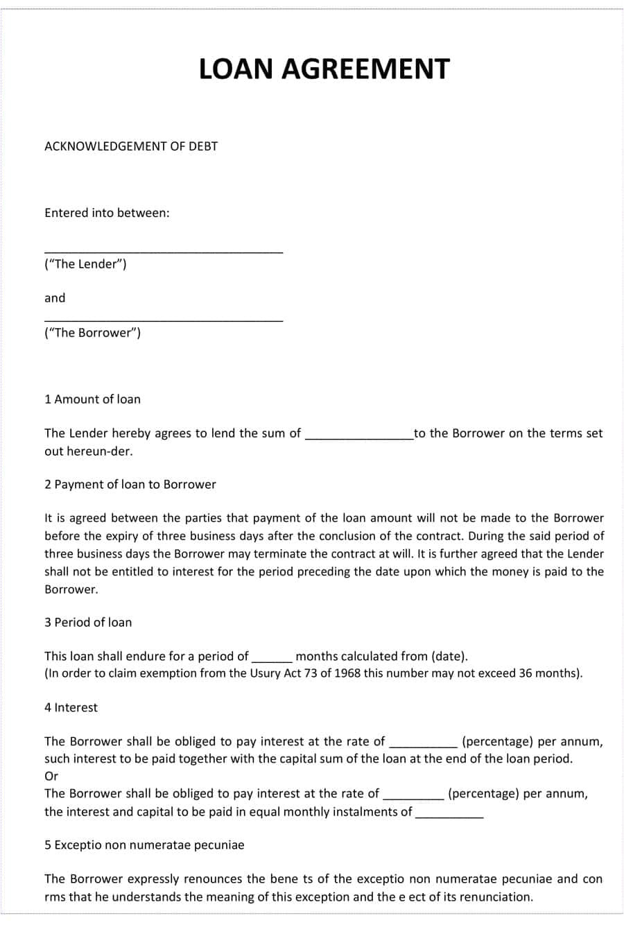 Contract for Lending Money Templates 40 Free Loan Agreement Templates Word Pdf ᐅ Template Lab
