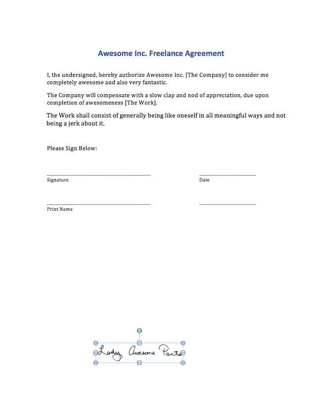 Contract Signature Page Template Signing Digital Contracts Adding Your Signature to A Ms