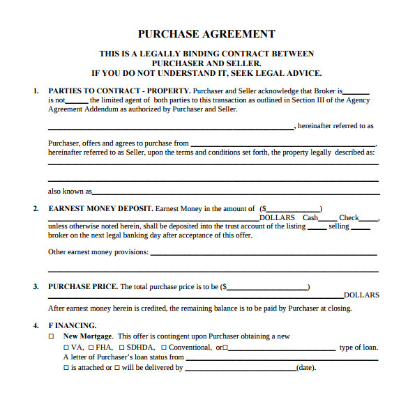 Contract to Buy A House Template Sample Home Purchase Agreement 6 Documents In Pdf Word