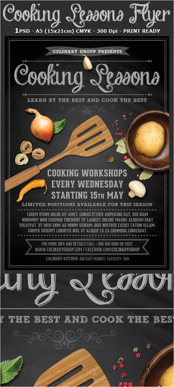 Cooking Flyers Templates Free Cooking Lessons Flyer Template V2 On Behance