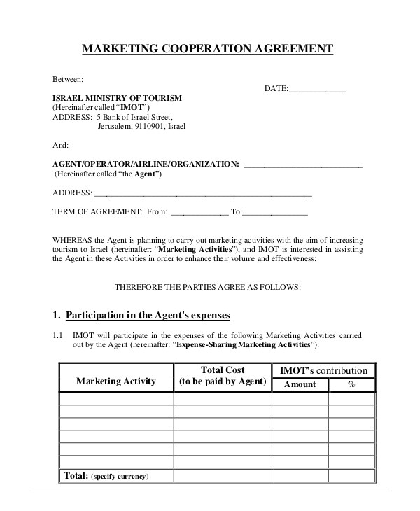 Cooperation Contract Template 11 Cooperation Agreement Templates Free Word Pdf