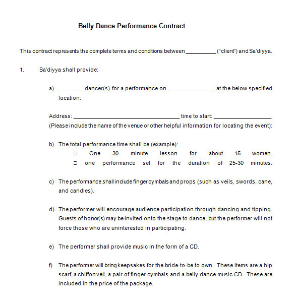 Dance Team Contract Template 15 Performance Contract Templates Word Pdf Google