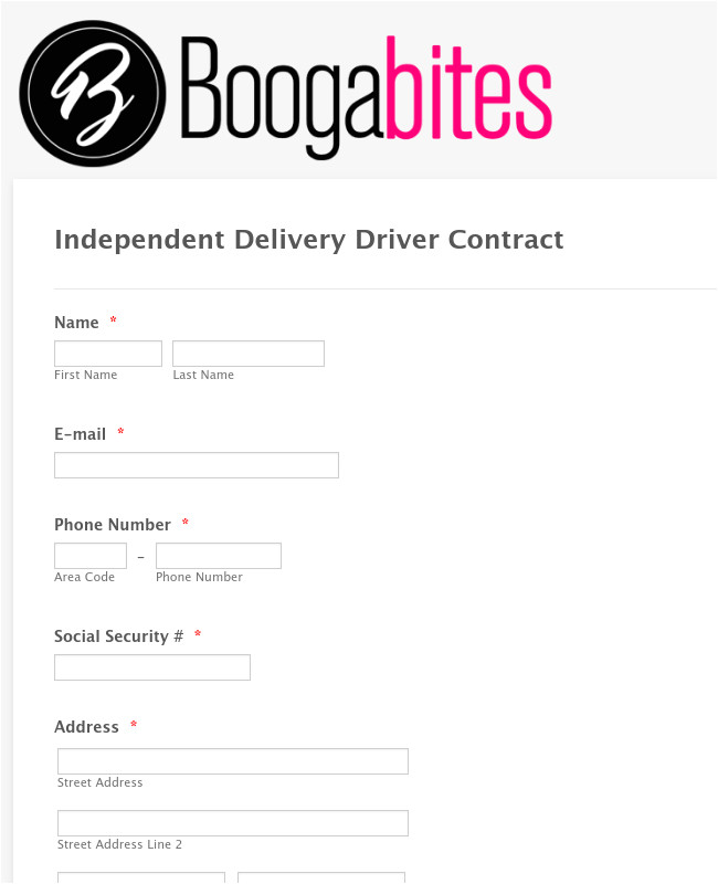 Delivery Driver Contract Template Independent Delivery Driver Contract form Template Jotform