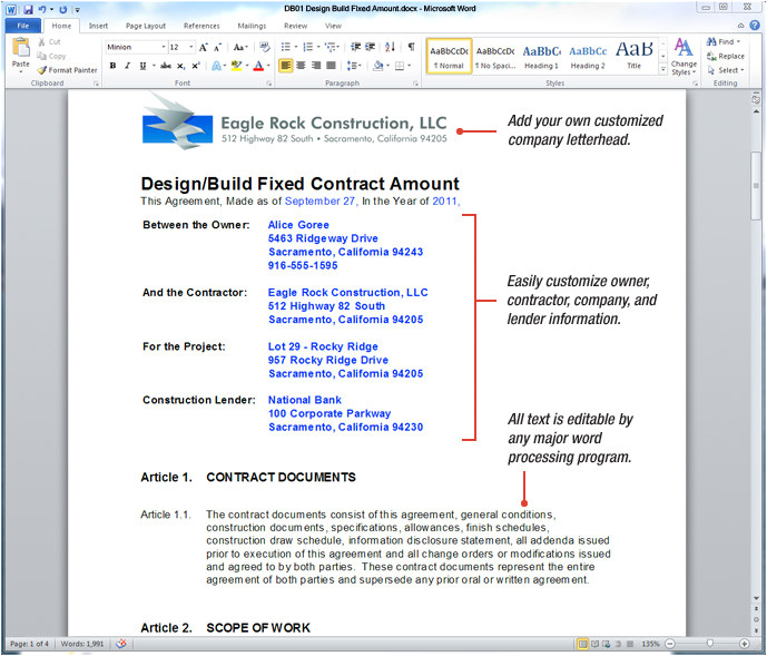 Design Build Contract Template form Uda Constructiondocs Design Build Construction Contract