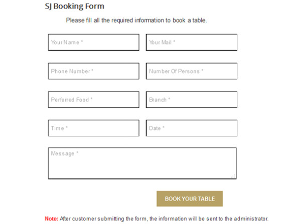 Dj Booking Email Template Sj Booking form Download Responsive Joomla Module
