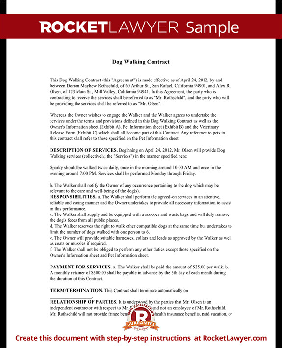 Dog Walking Contract Template Dog Walking Contract Dog Walking Service Agreement with