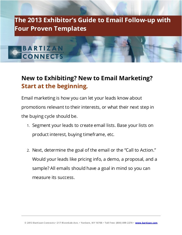 Email Marketing Follow Up Template the 2013 Exhibitor 39 S Guide to Email Follow Up with Four