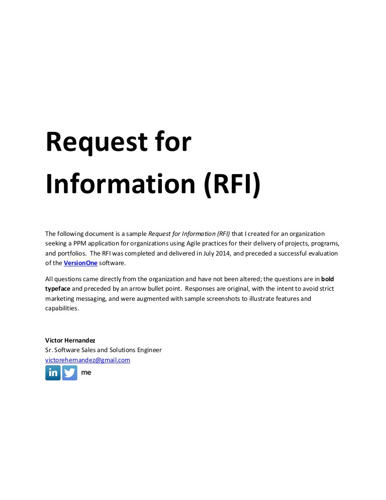Email Template Requesting Information Sample Request for Information Rfi Document