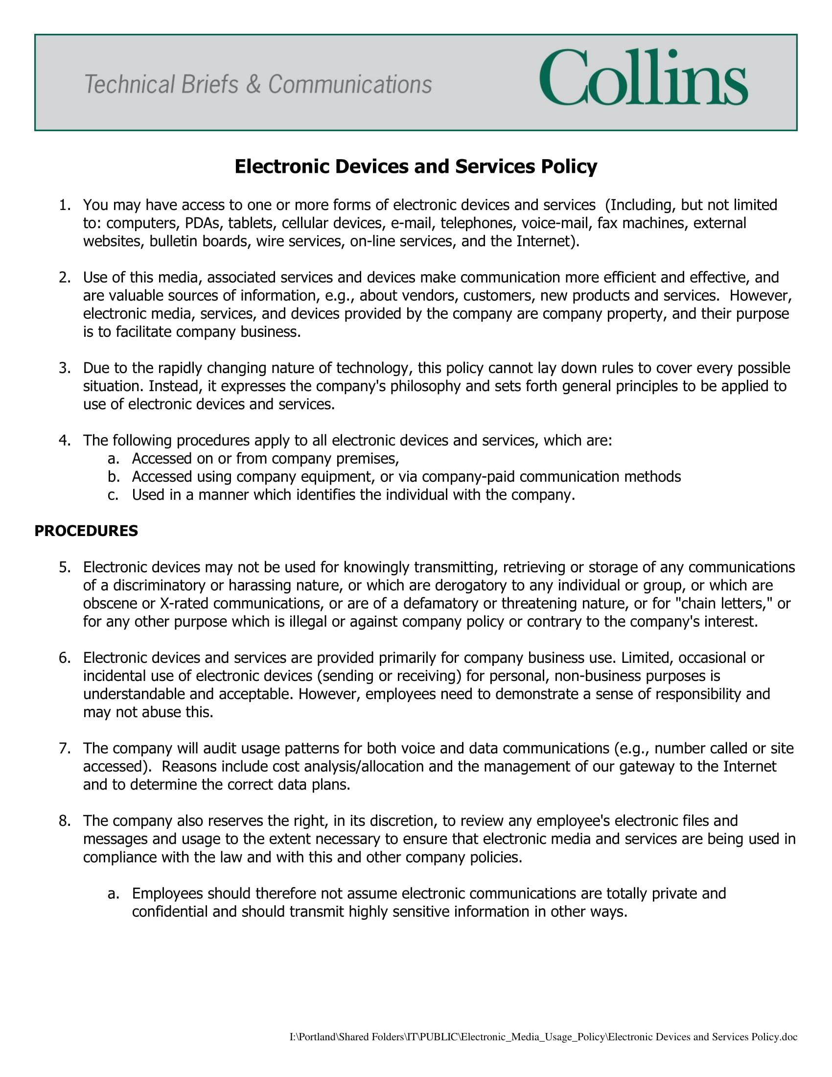 Email Usage Policy Template 15 Employee Email Policy Examples Pdf Google Doc
