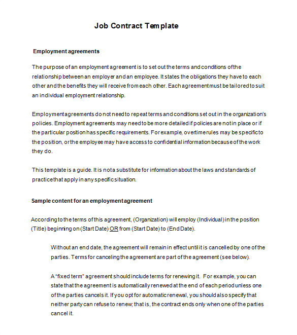 Employee Contracts Templates Free 18 Job Contract Templates Word Pages Docs Free
