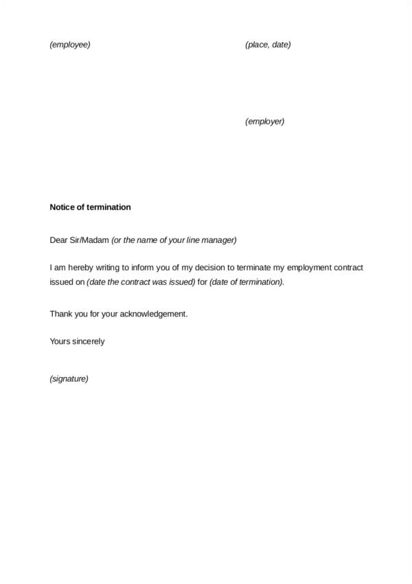End Of Employment Contract Letter Template How to Terminate Contracts In the Workplace