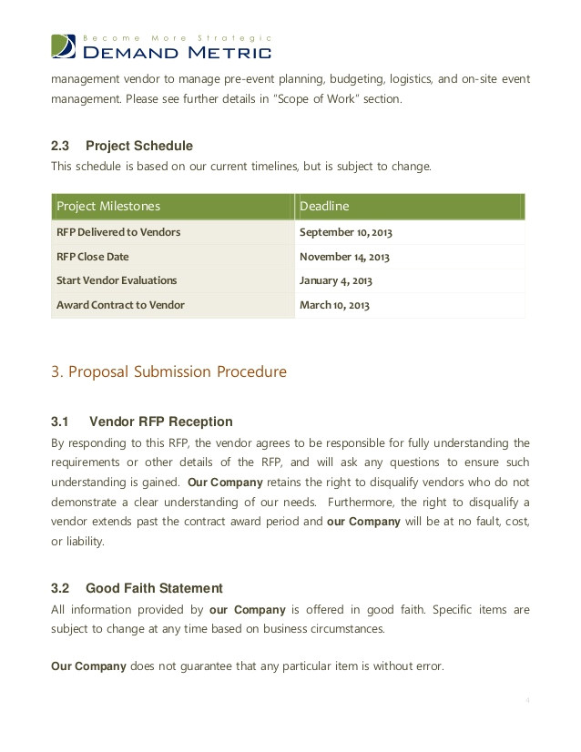 Event Planning Email Template event Management Rfp Template