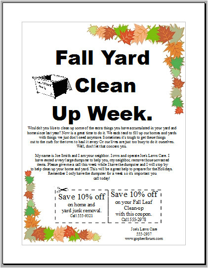 Fall Clean Up Flyer Template Backyard Scaping Advertising Ideas for Landscaping Business