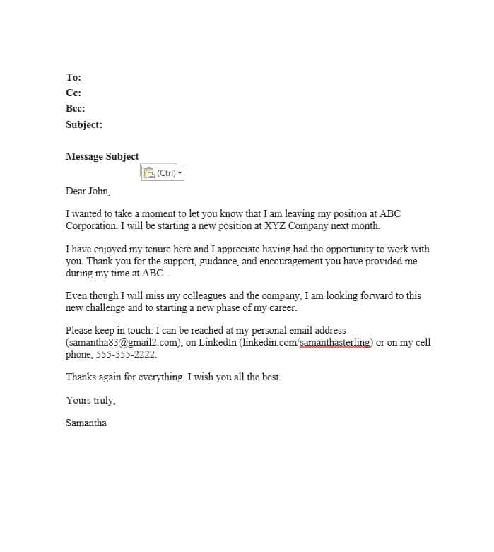 Farewell Email Template to Colleagues 40 Farewell Email Templates to Coworkers ᐅ Template Lab