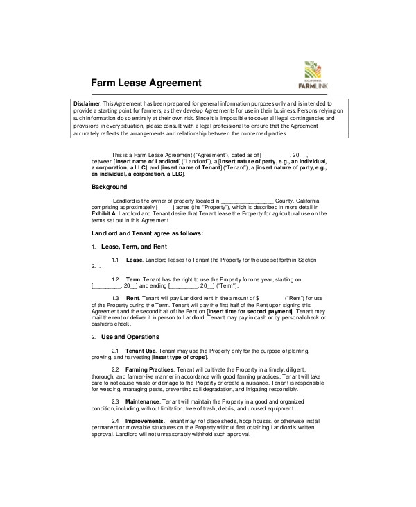 Farm Land Rent Contract Template Land Lease Template 7 Free Word Pdf Documents Download