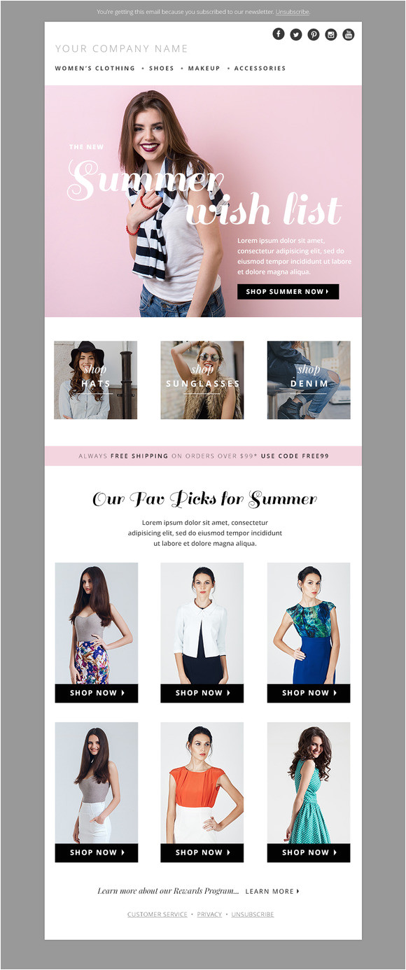 Fashion Email Templates Summer Fashion E Mail Template Email Templates On